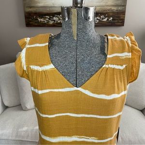 M NWOT Simply Vera Vera Wang golden yellow striped Maxi loose fit dress